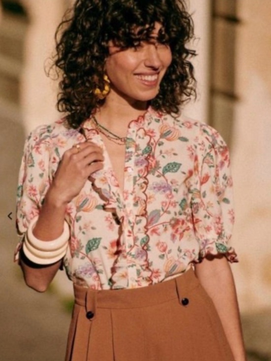 Sezane Tops - Sézane Maya Blouse Fleurs Indiennes Floral Ruffle Size 34 US 2 NWT
